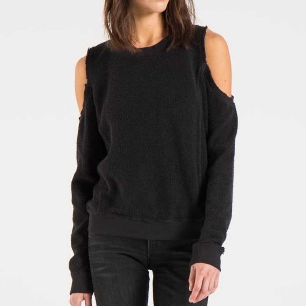 n:PHILANTHROPY Black Cold Shoulder Sweatshirt - Picture 3 of 7